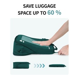 ECOHUB 5 Set Compression Packing Cubes for Suitcases Organiser Bags Travel Accessories with Shoes Bag Tear-resistant Travel Cubes with ID Tag Expandable Packing Bags (Dark Green)