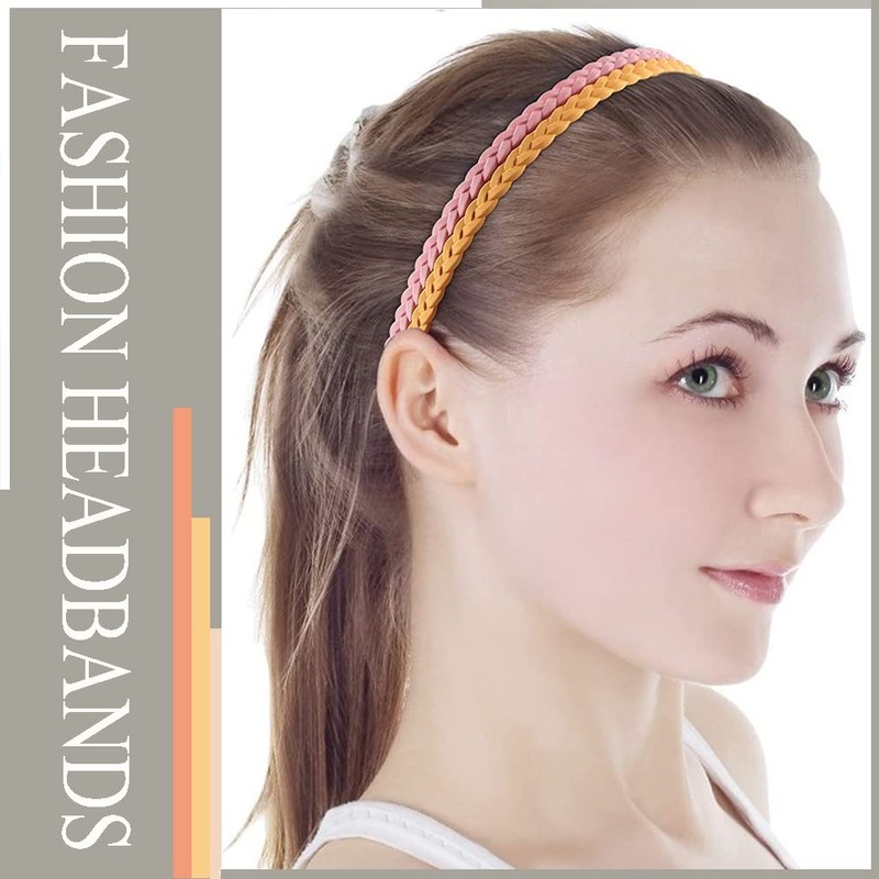 12pcs 6mm Thin Headbands for Girls Women Plastic Pigtail Sytle