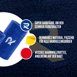 Raquex Cotton Bracelets - Soft Stretchy Cotton Material 8cm or 13cm Wide Sports Sweatbands for Men Women 7 Colors to Choose From (White, 13cm)