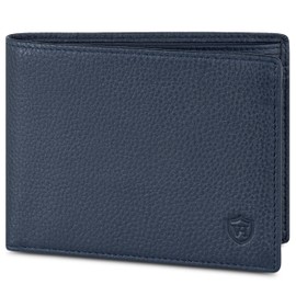 VON HEESEN Men's Leather Wallet with RFID Protection - Genuine Leather Wallet for Men - Women's Wallet, darkblue, Landscape Medium