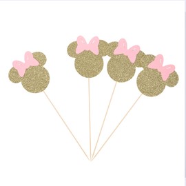 Minnie Inspired Centerpiece Sticks for Baby Shower Girl Boy First Birthday Party Decorations Pack of 8