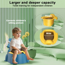 Potty Training Toilet, Toddler Potty Training Seat Baby Potty Chair, Dinosaur Toilet Potty Seat for Boys Girls Kids Toddlers, Portable Travel Potty with lid,Urinal, Splash Guard, Non-Slip Pad(Blue)