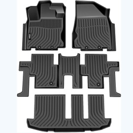 VIWIK Floor Mats for 2013-2021 Pathfinder 7 Seat/2013 Infiniti JX35/2014-2020 Infiniti QX60, 3D All Weather Floor Liners Full Set, Include 1st 2nd 3rd Row, Automotive Car Mats TPE Black