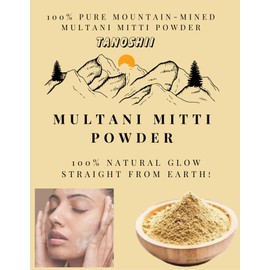 TANOSHII Mountain-Mined Multani Mitti Powder, 100% Natural Clay Face Mask, Pure Mineral Powder