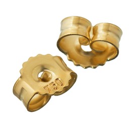 NKlaus 4818 Pair of 750 Yellow Gold 18 Carat Gold 5.2 mm Counter Studs for Stud Earrings Ear Stoppers Pousettes Ear Nut Butterfly Clasp Hole: 1.1 mm