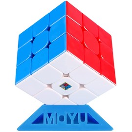 MoYu RS3M 2020 (Built-in Magnet) 3x3x3 Competition Cube, For First, Middle and High Class Users, International Standard 6 Colors, Includes 6 Sides Completed Strategy + Puzzle Stand, Stickerless, Built-in Magnet