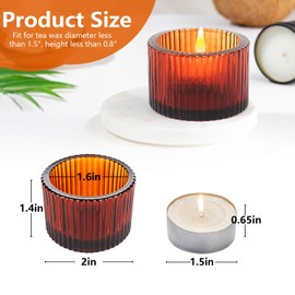 JOYIT Amber Votive Candle Holders Bulk Set of 24, Tealight Candle Holder for Wedding Table Centerpiece, Glass Small Candle Holders for Birthday Party, Valentine's Day, Home Decor (2''X 1.4'')