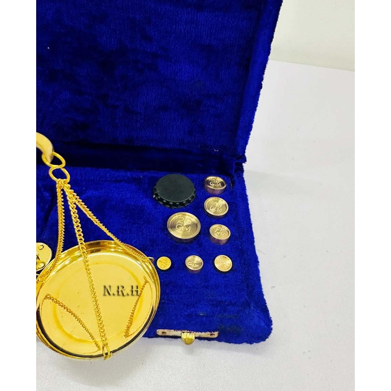 Vintage Brass Balance Weighing Scale Polished With Velvet Box With