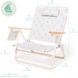 Business & Pleasure Co. Margaritaville Manana Backpack Beach Chair Lay Flat Reclining, Lightweight & Portable, Insulated Cooler Pocket, Last Mango Green Marg