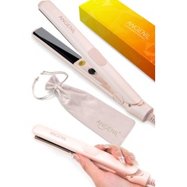 ANGENIL Pro Mini Flat Iron for Short Hair, Dual Voltage Mini Hair Straightener, Small Flat Iron 0.7 Inch, Travel Size Anti Scalding Silicone Hair Straightener, Suitable for Short Hair, Bangs, and Fine