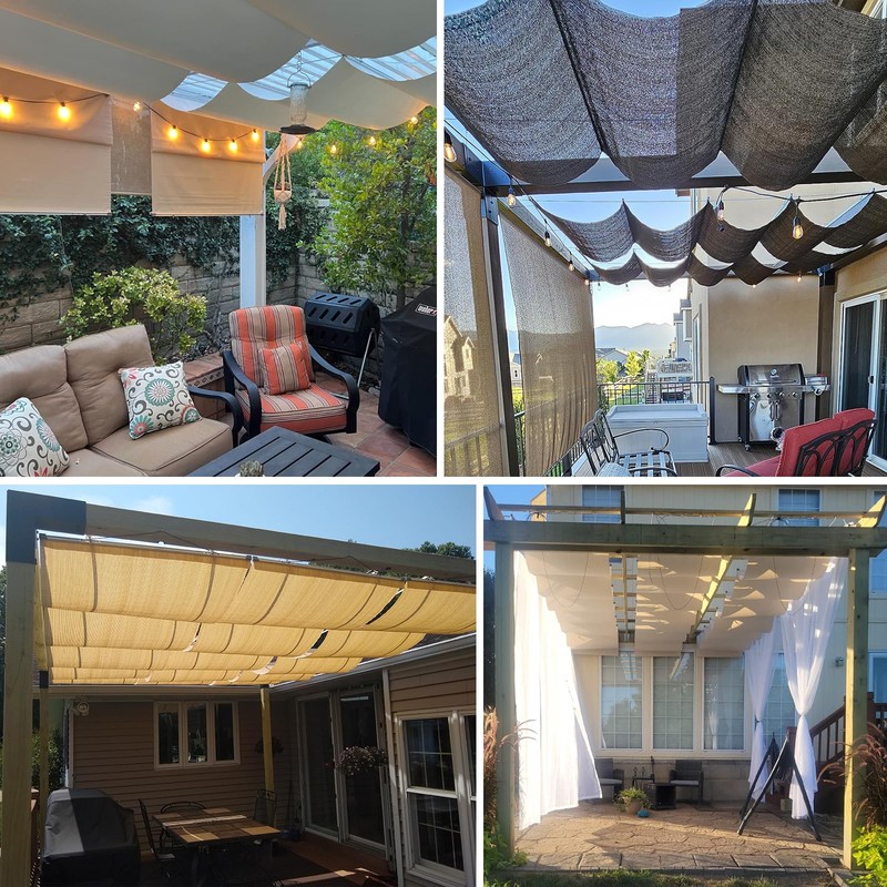 Patio 3'W x 12'L Waterproof Pergola Shade Cover Retractable Canopy