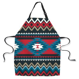 afidomu Kitchen Cooking Apron Native American Style Aztec Style Southwest Colorful Geometric Apron Home Baking Chef Apron Waterproof For Women Men 31X27 Inches