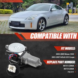 CCNLHZM Window Lift Motor Front Left Driver Side -Compatible with 2003-2009 Nissan 350Z 2003-2007 Infiniti G35 Coupe (Replaces#80731-CD00A,80731CD00A)
