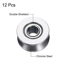 sourcing map 12pcs V624ZZ V Groove Guide Pulley Bearing 4x13x6mm Carbon Steel Rail Ball Bearings Wheel, ABEC3