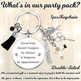 Hair Stylist Gifts Hairdresser Keychain - Silver Inspirational Hairstylist Thank You Keyring Comb Scissors Hair Dryer Accessories Cosmetology Christmas Birthday Hair Dresser Retirement Gift