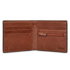 Yoshi England Legends No. 7 Men's Leather Wallet, Genuine Brown Leather Wallet, RFID Blocking Wallet