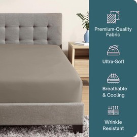 Micropuff Twin Fitted Sheet with Anti-Slip Anchors for Snug Fit - Soft and Comfortable Fabric - Easy to Wash and Fade Resistant - Breatheable and Allergy Free Fitted Sheet