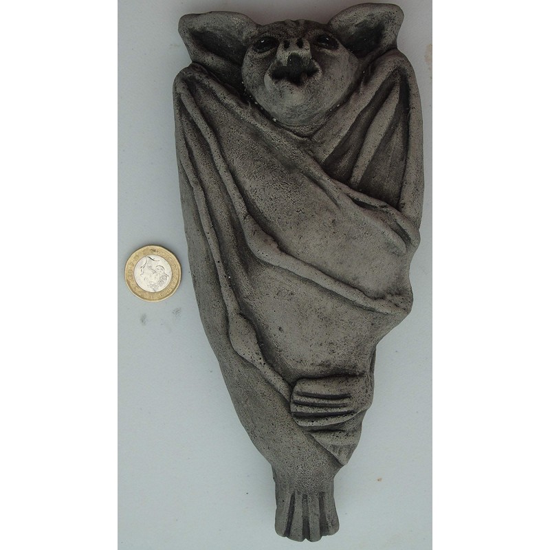 Bekki's Garden Bits Resting Bat Stone Wall Plaque Hand Cast