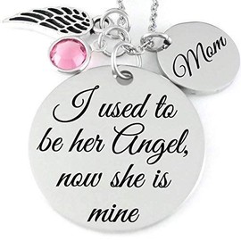 Memorial Jewelry, Symapthy Gift, In Rememberance of Mom, Angel Wing, Birthstone Crystal, Condolence Gift for Grief, Her Angel