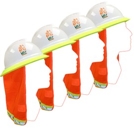 Wolf High-Visibility Orange Reflective Stripe Hard Hat Mesh Stretch Band Neck Sunshade (4, Hi-Viz Orange)