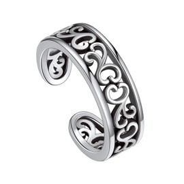 Silvora Sterling Silver Toe Rings for Ladies, Vintage Irish Celtic Knot Adjustable Ring Cuff Finger Pinky Midi Rings for Her