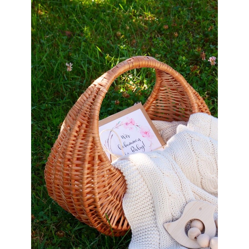 e-wicker24 Gift Basket, Natural Wicker Bag, Shopping Basket (25 x