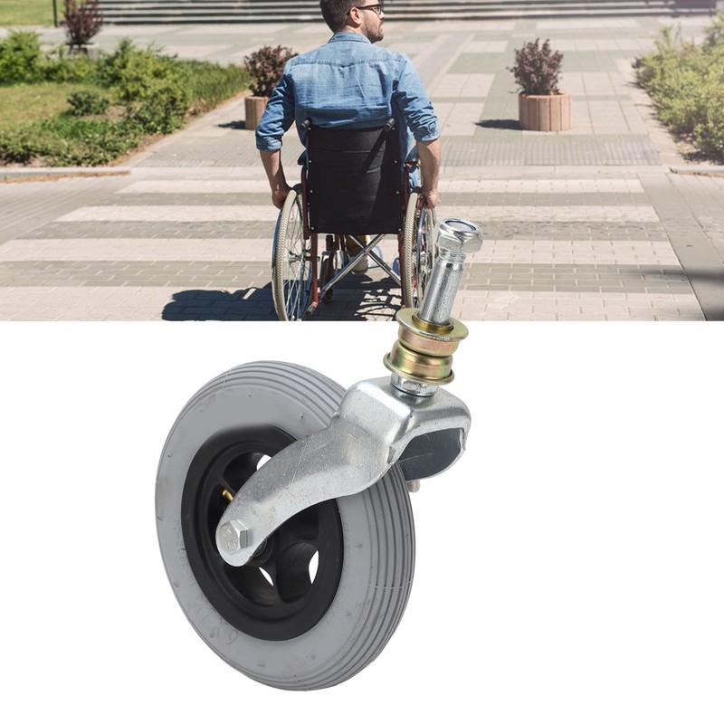 Wheelchair Replacement Wheel Grey 6 Inch PU Inflatable Universal Wheelchair