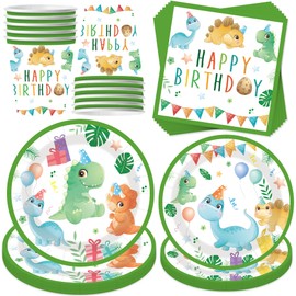 Dinosaur Birthday Tableware Set, Dinosaur Party Tableware Set, Paper Plates, Children's Birthday Party