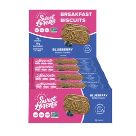 Sweet Loren's Vegan Breakfast Biscuits | Blueberry | 4g Protein, 19g Whole Grains | Plant Based, Gluten Free, Dairy Free, Nut Free Snacks | Grab & Go 8 Pack (24 Total Biscuits, 1.6 ounce each)