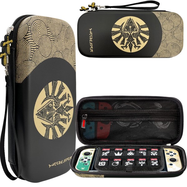 CHIKIXSON Switch Carrying Case, Protecticve Switch Hard Case, Zelda Bag, Black, Zelda Switch Carrying Case