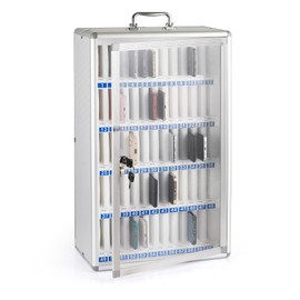 Loghot Aluminum Alloy Pocket Chart Cell Phones Storage Cabinet for Cell Phones, Wall-Mounted Cell Phone Locker Phone Holder with Lock for Classroom, Office, Can be Carried by Hand (60 Slots)
