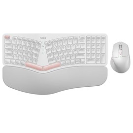 Nulea Advanced Ergonomic Wireless Keyboard and Mouse Combo, Comfortable Natural Typing, Palm Rest, Multi-Device (Bluetooth, 2.4G, Wired), Rechargeable, for Multi-OS, Windows, Mac, Android(White)