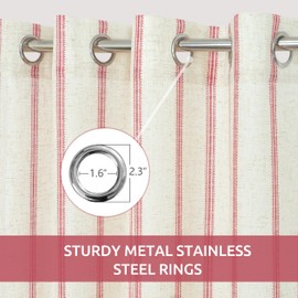 DriftAway Farmhouse Vertical Striped Linen Blend Textured Light Filtering Semi Sheer Curtains for Living Room Bedroom 120 Inches Long Drapes 2 Panels