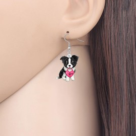 OUSIO Border Collie Dog Earrings Acrylic Cute Puppy Dangle Drop Lightweight Jewelry for Women Dog Lovers Holiday Gifts (Border Collie)