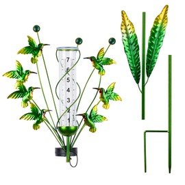 pearlstar Rain Gauge Outdoor Solar Powered Decorative Rain Catcher Waterproof Plastic Tube for Yard Garden Patio Lawn Farm