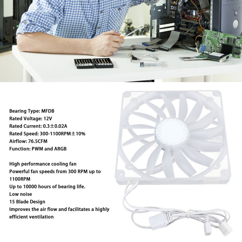 140mm PWM ARGB Fan Ultra Thin 15mm MFDB Dynamic Pressure