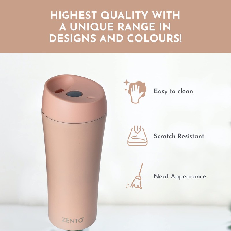 Zento Stainless Steel Vacuum Tumbler–350ml for Coffee, Tea or Water,