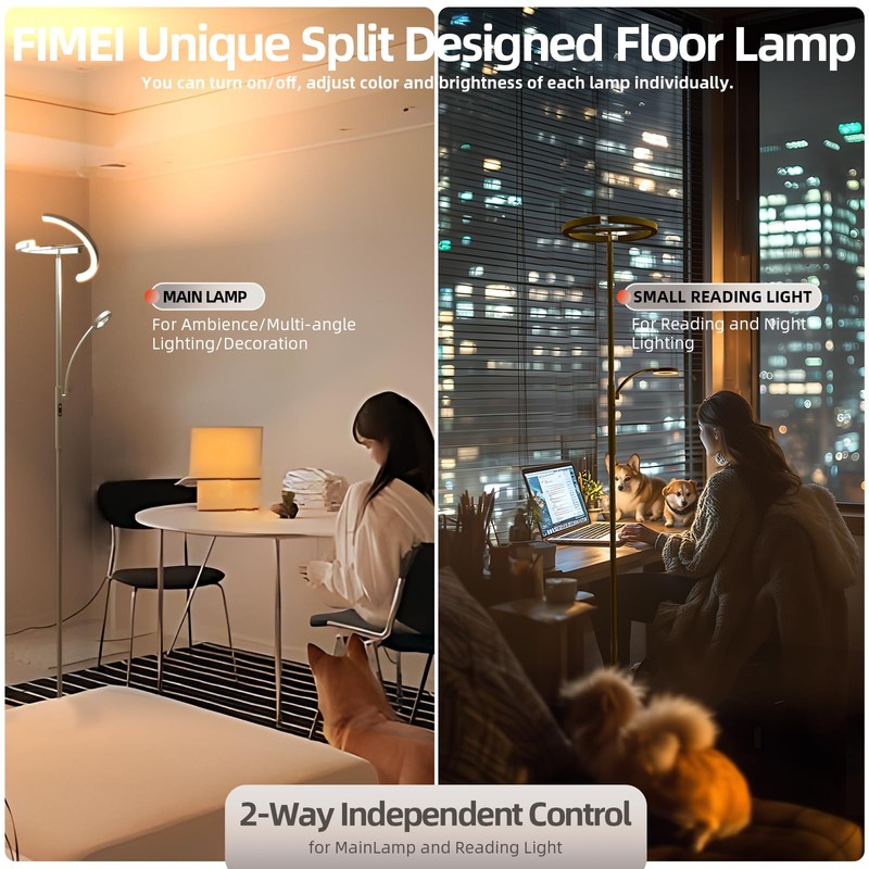 FIMEI Split Floor Lamp Modern LED Rotatable Floor Lamp with