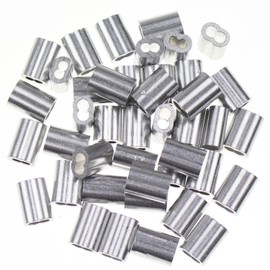 Sutemribor 1/8 Inch Aluminum Crimping Loop Sleeve for Wire Rope and Cable, 50 Pieces