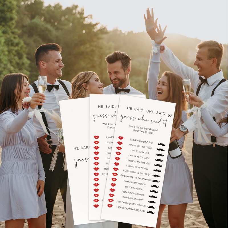 Tsunerrorami Bridal Shower Games, He Said She Said, 25Pcs 4x9inch