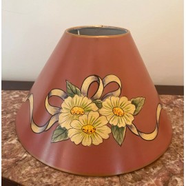 TOLEWARE FLOOR LAMP SHADE Antique Metal Floral Ribbon Chamomile Daisy's 12" X 7"