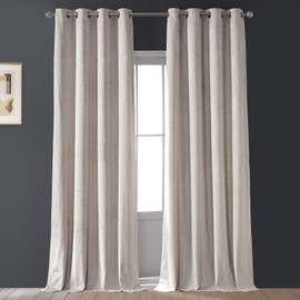 HPD Half Price Drapes VPCH-120601-84-GRBO Signature Grommet Blackout Velvet Curtain (1 Panel), 50 X 84, Alabaster Beige
