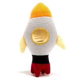 Knitted Space Rocket Baby Rattle, Suitable from Birth