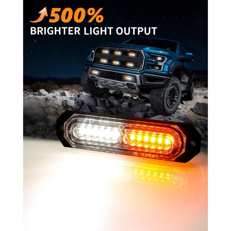 OFFKAT Sync Feature Ultra Slim 12-LED Surface Mount Flashing Strobe