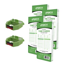 uPunch uPunch 2 Pack Ribbon/200 Card Combo for Green HN3000 AutoAlign Time Clocks (HNRG2TCG1200)