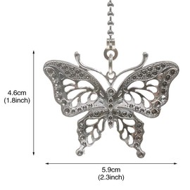 Ceiling Fan Pull Chain 12 inch Pull Chain Extension Fan Chain Extender Ceiling Fan Pulls Ornament with Ball Fan Chain Connector for Lighting Fans, 2 PACK (BUTTERFLY)