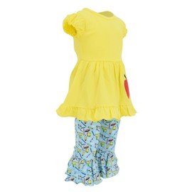 Unique Baby Girls Back to School Apple Embroidered 2 Piece Ruffled Outfit (7)