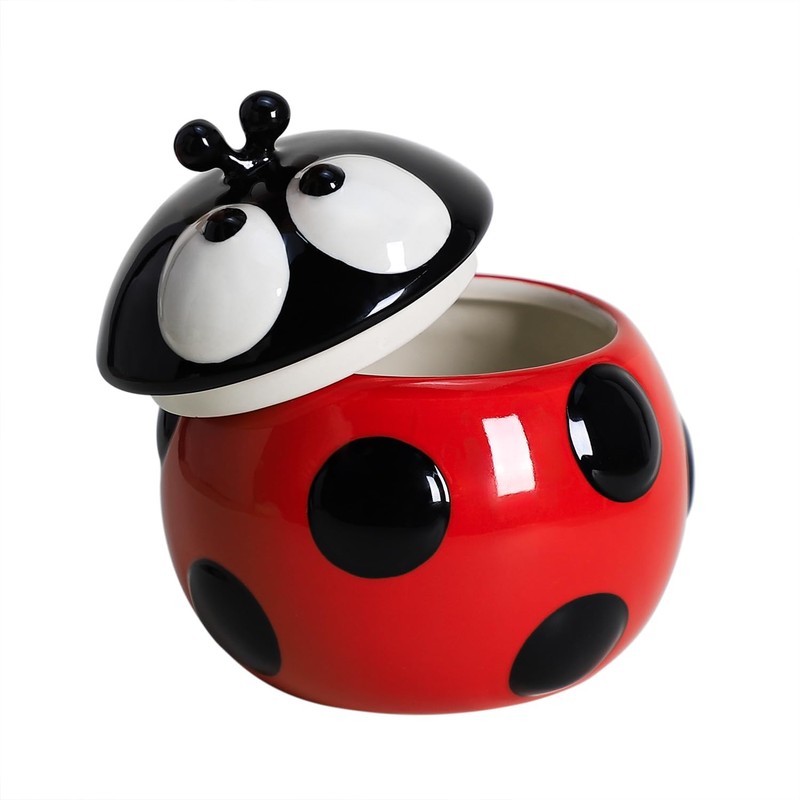 SOCOSY Ceramic Ladybug Sugar Bowl with Lid, Sugar Container, Sugar