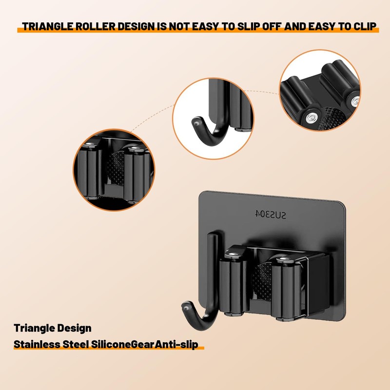 AISHIKEKE 3 Pack Mop and Broom Holder Wall Mount -