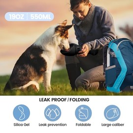 Hiksuky - Botella de agua plegable para perros, 19 onzas, silicona de grado alimenticio, para caminar, viajes y actividades al aire libre